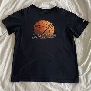Nike Kids Black Tee with Orange Basketball Design